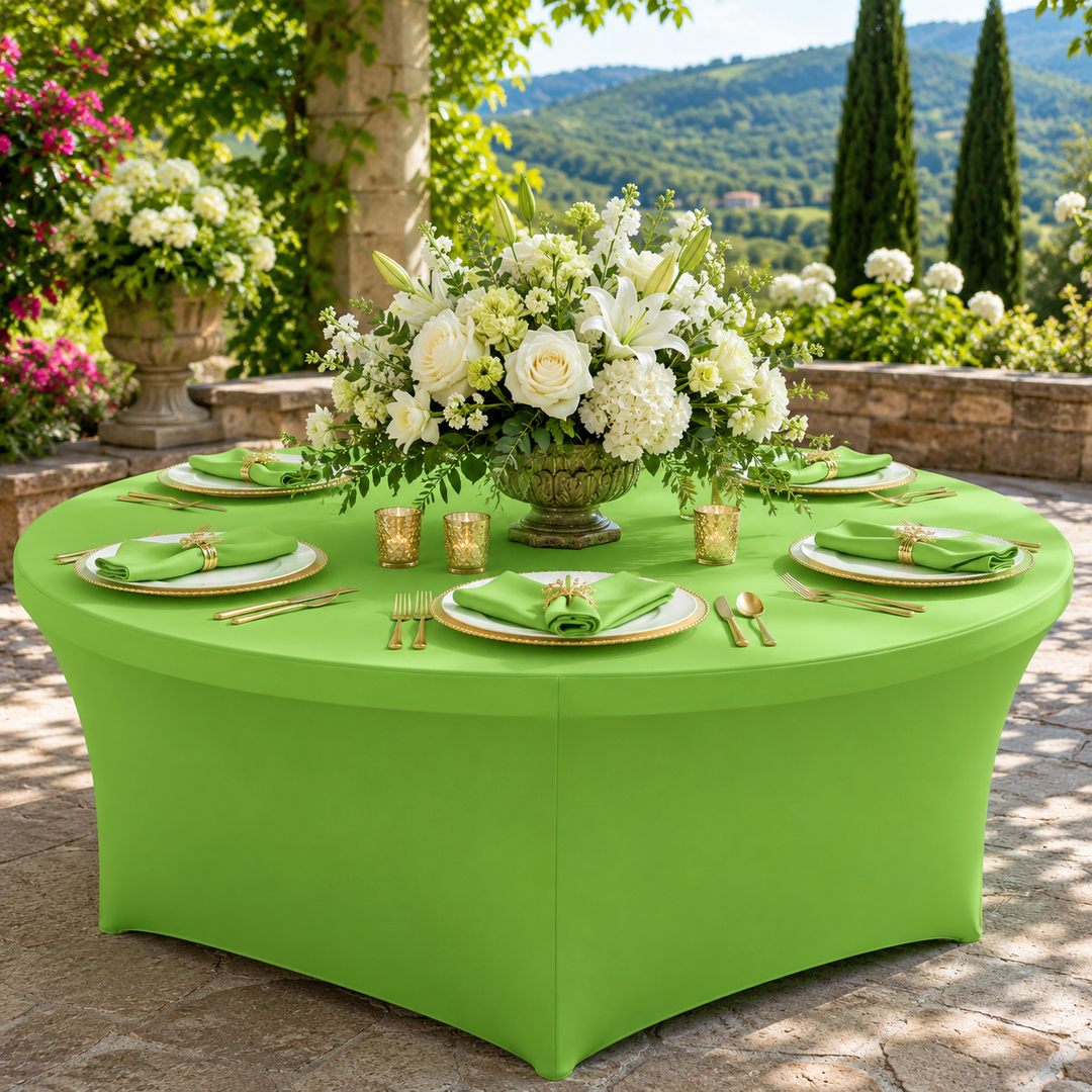 Housse de table ronde en élasthanne de 5 pieds - Vert pomme (1 pièce)