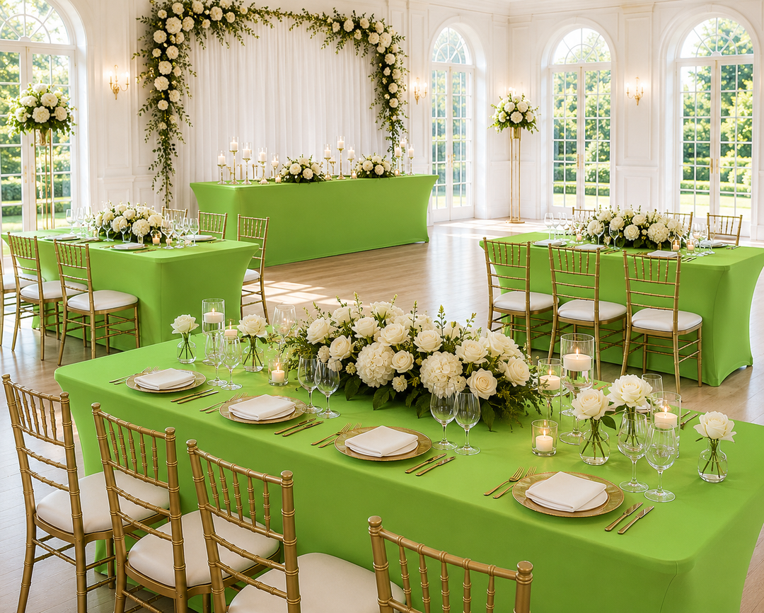 Housse de table rectangulaire en spandex de 8 pi - Vert pomme (1pc)