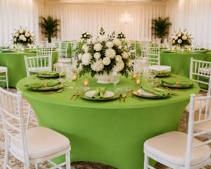 Housse de table ronde en élasthanne de 5 pieds - Vert pomme (1 pièce)