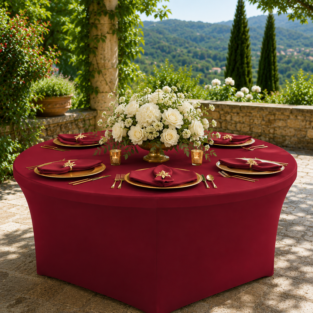 6 Ft Round Spandex Table Cover - Apple Red (1pc)