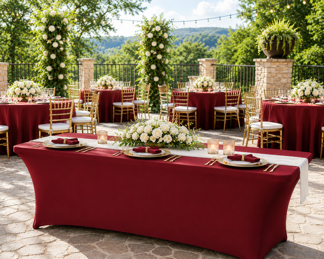 6 Ft Rectangular Spandex Table Cover - Apple Red (1pc)