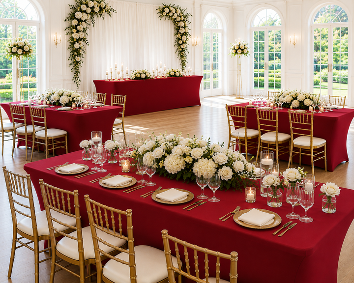 6 Ft Rectangular Spandex Table Cover - Apple Red (1pc)