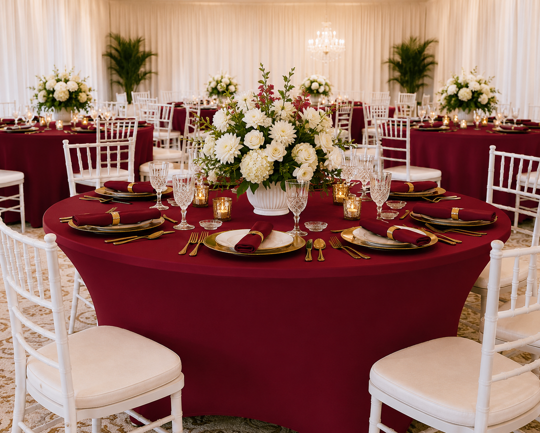6 Ft Round Spandex Table Cover - Apple Red (1pc)