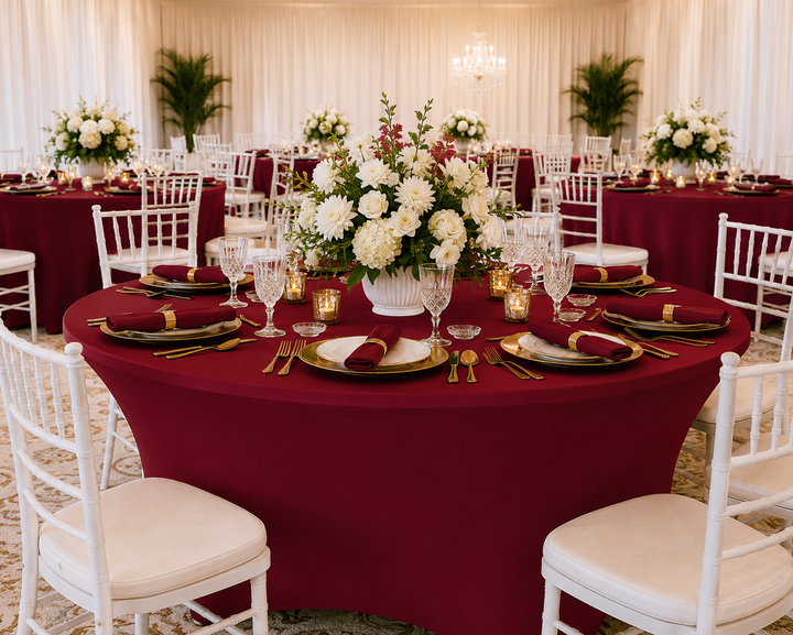 6 Ft Round Spandex Table Cover - Apple Red (1pc)