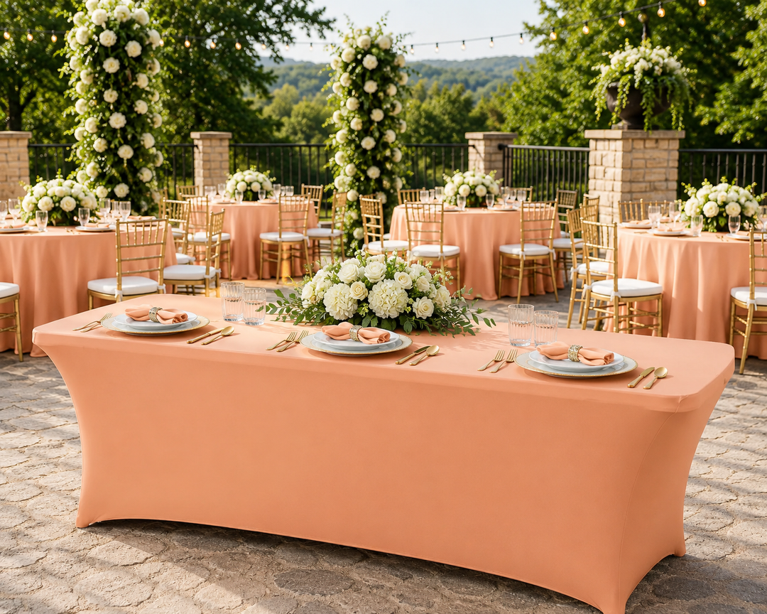 6 Ft Rectangular Spandex Table Cover - Apricot/Peach (1pc)