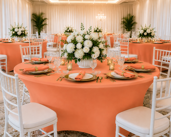 6 Ft Round Spandex Table Cover - Apricot/Peach (1pc)