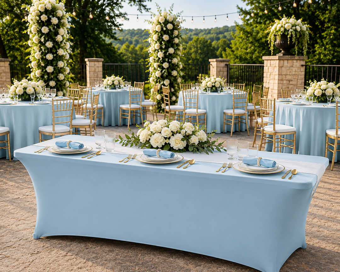 5 Ft Rectangular Spandex Table Cover - Baby Blue (1pc)