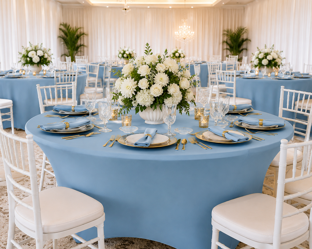 5 Ft Round Spandex Table Cover - Baby Blue (1pc)