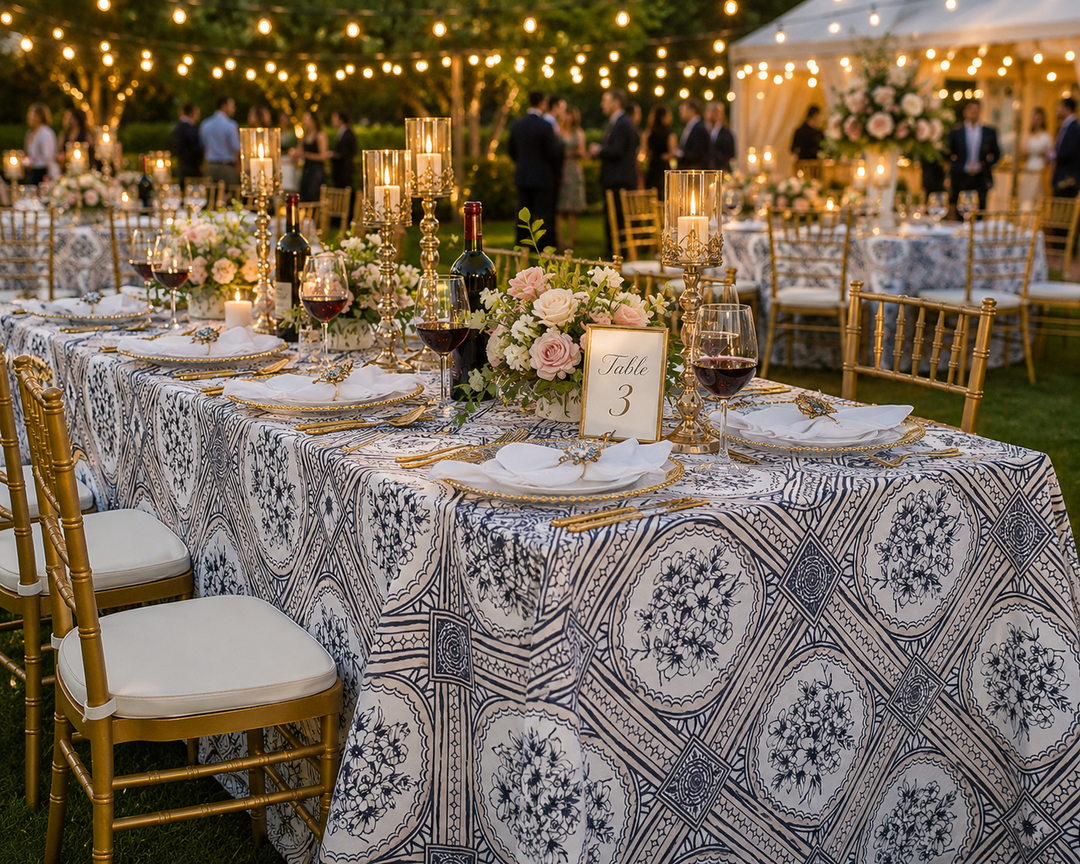 90"x156" Seamless Rectangular Faux Linen Tablecloth - Baroque (1pc)