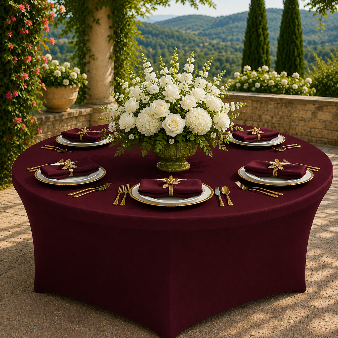 4 Ft Round Spandex Table Cover - Burgundy (1pc)