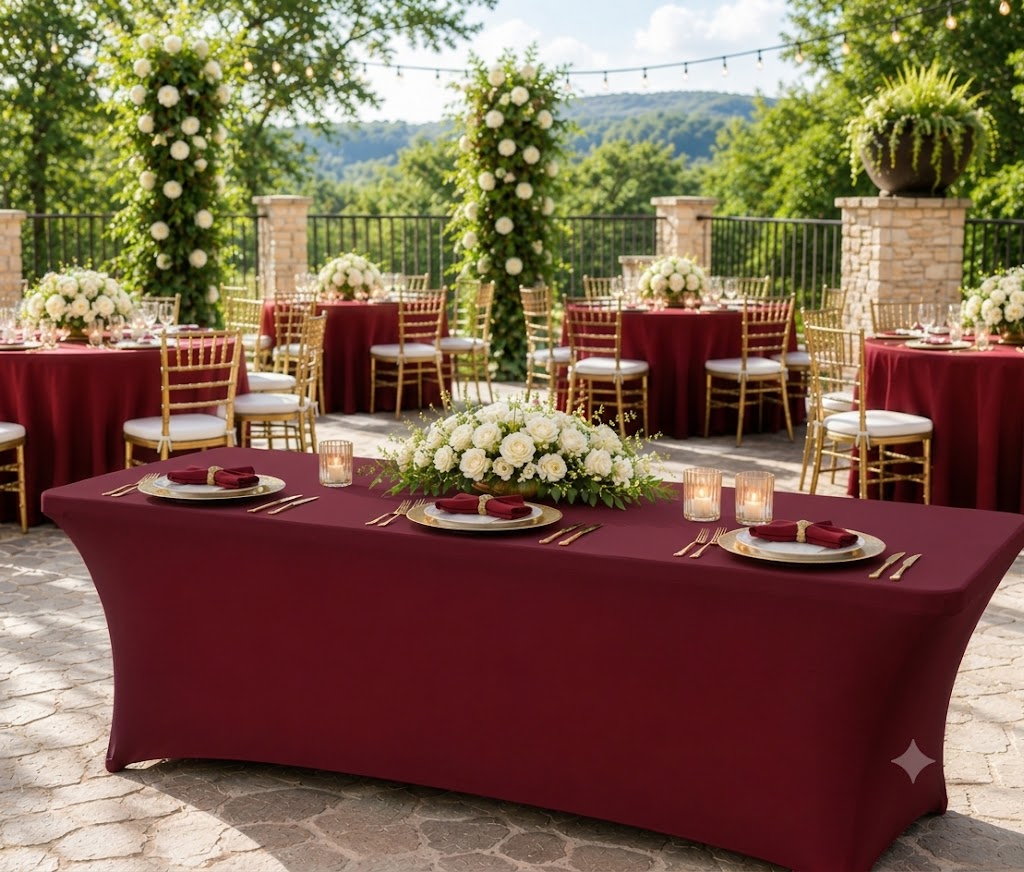 5 Ft Rectangular Spandex Table Cover - Burgundy (1pc)