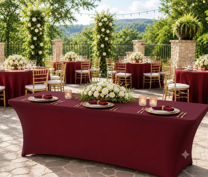 5 Ft Rectangular Spandex Table Cover - Burgundy (1pc)
