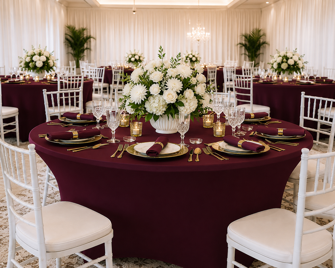 4 Ft Round Spandex Table Cover - Burgundy (1pc)