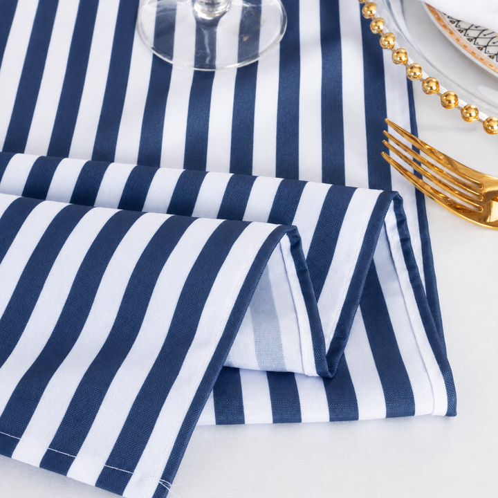 20"x20" Seersucker Polyester Napkins - Navy Blue (10pcs/pk)