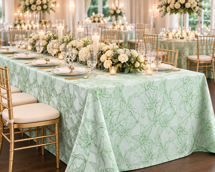 90"x156" Rectangular Floral Reef Jacquard Polyester Tablecloth - Sage Green (1pc)
