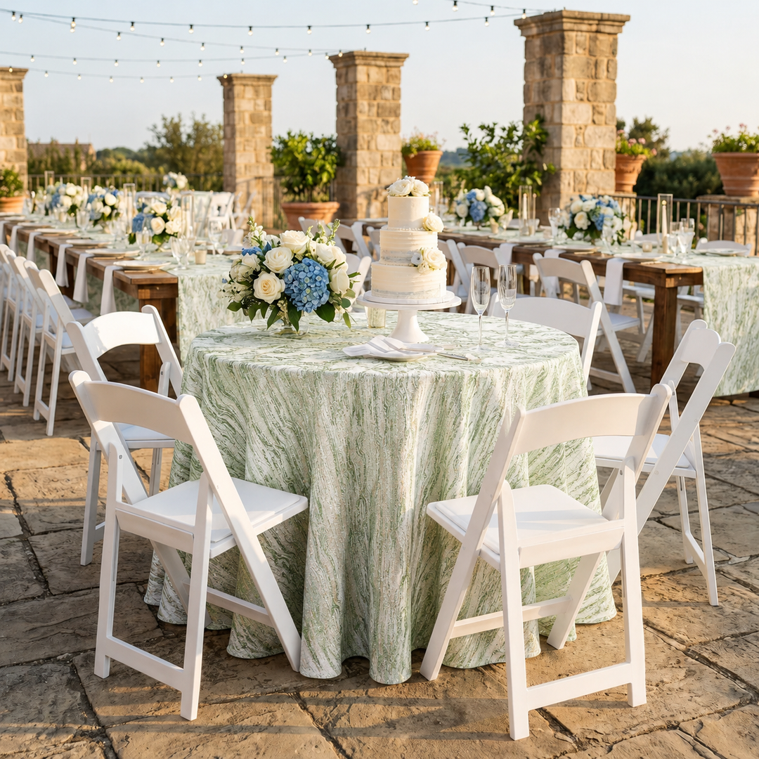 120" Seamless Round Galilean Jacquard Polyester Tablecloth - Sage Green (1pc)