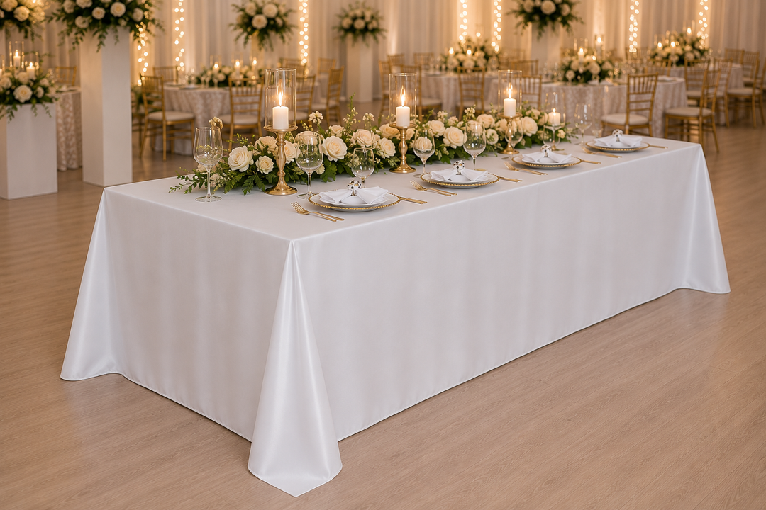 Nappe rectangulaire en satin 72"x120" - Blanc (1pc)