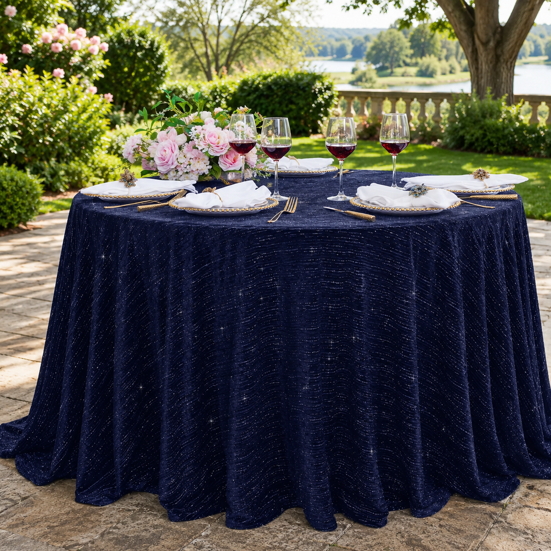 Nappes rondes en taffetas à paillettes de 120" - Rouge (1pc)