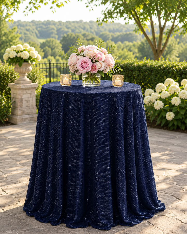 Nappes rondes en taffetas à paillettes de 120" - Rouge (1pc)