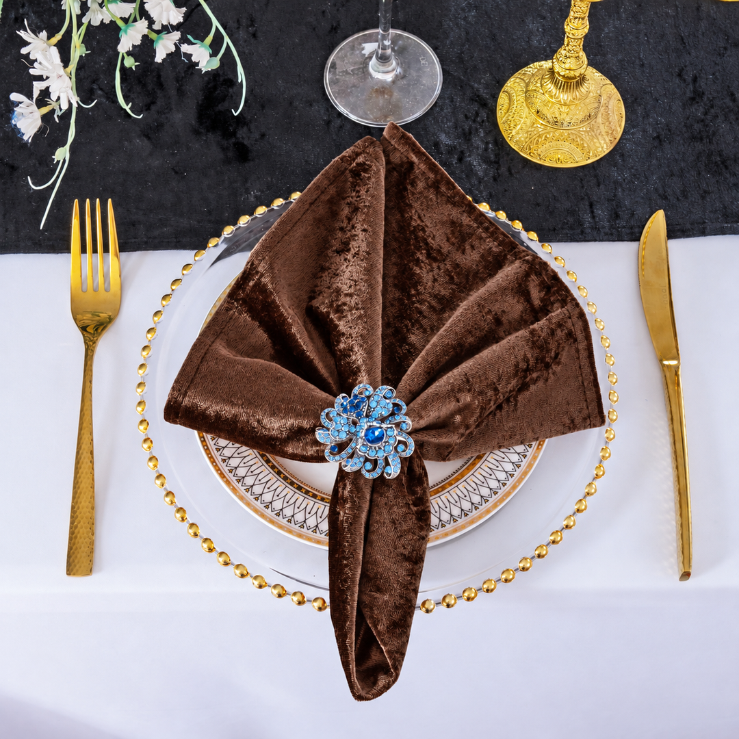 Sample 20"x20" Ice Crushed Velvet (200 GSM) Napkins - Chocolate (1pc)