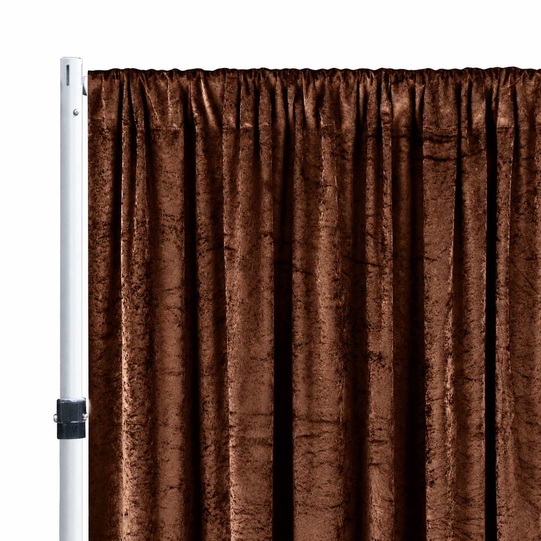 12 ft x 57" Ice Crushed Velvet (200 GSM) Event Backdrop Curtain Drape Panel - Chocolate (1pc)