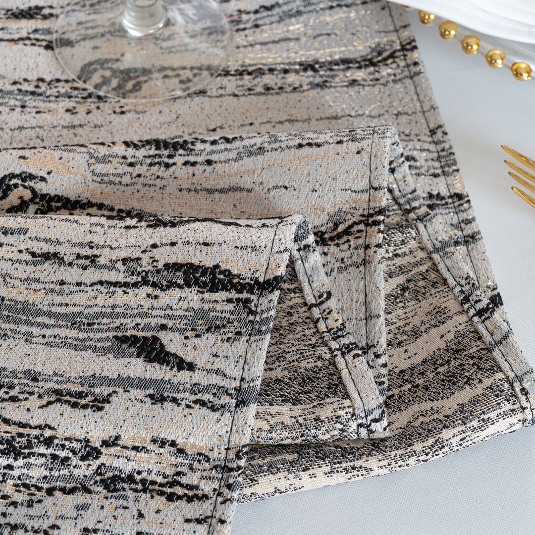 13"x108" Galilean Jacquard Polyester Table Runner - Black (1pc)