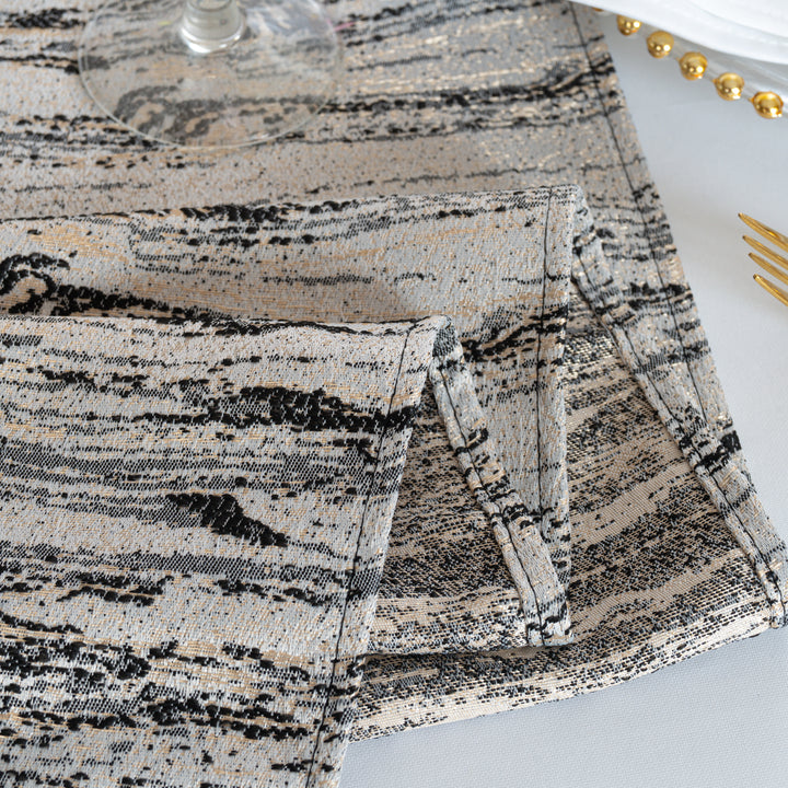 13"x108" Galilean Jacquard Polyester Table Runner - Black (1pc)