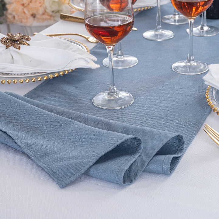 13"x108" Rustic Panama Linen Table Runners - Dusty Blue (1pc)