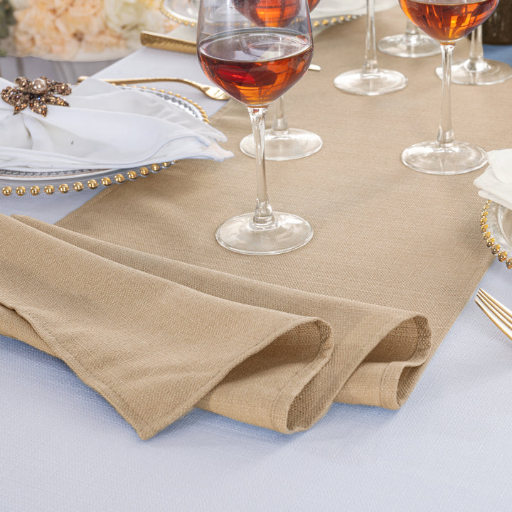 13"x108" Rustic Panama Linen Table Runners - Champagne (1pc)