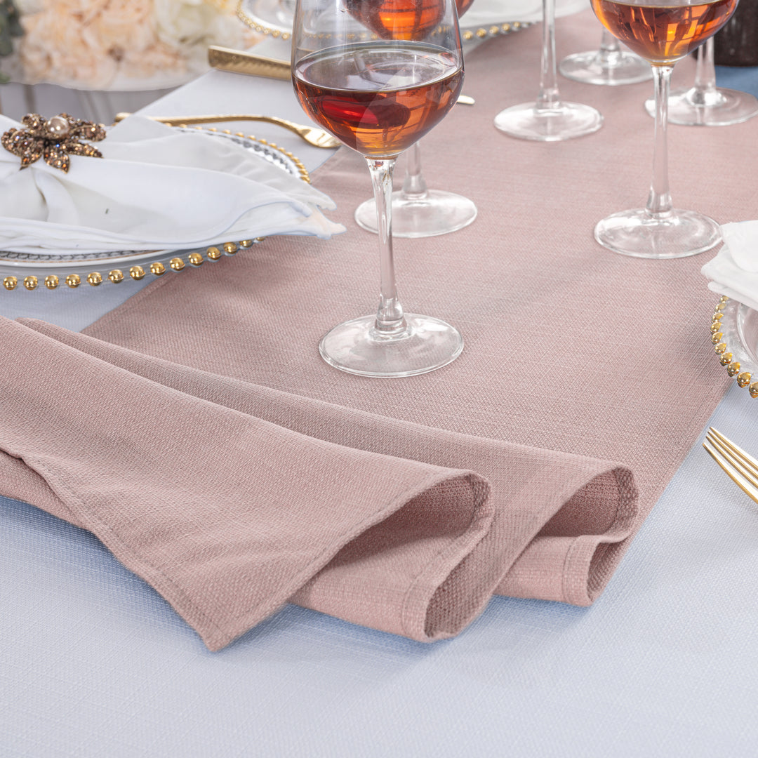 13"x108" Rustic Panama Linen Table Runners - Blush Pink/Rose Gold (1pc)
