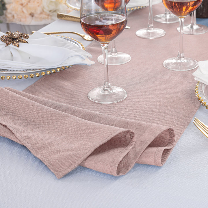 13"x108" Rustic Panama Linen Table Runners - Blush Pink/Rose Gold (1pc)