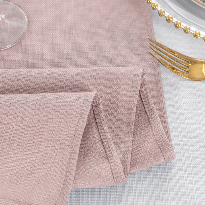 90"x132" Rectangular Rustic Panama Linen Tablecloth - Blush Pink/Rose Gold (1pc)