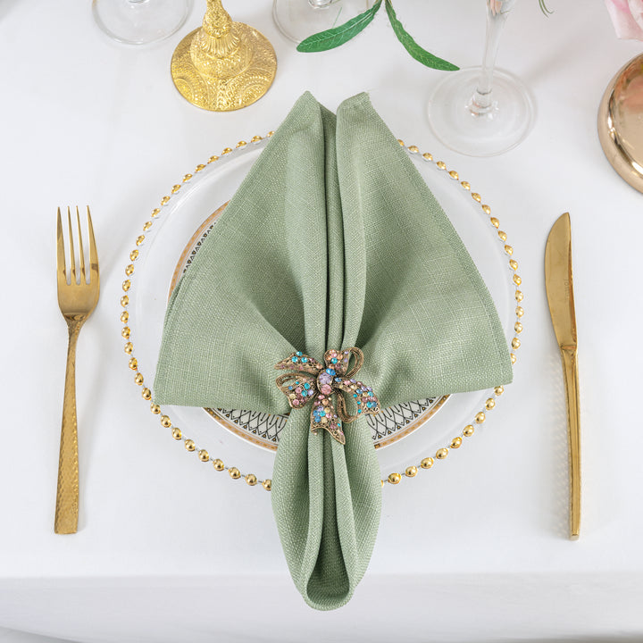 20"x20" Rustic Panama Linen Napkins - Sage Green (10pcs/pk)