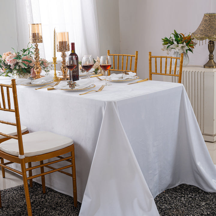 Mantel rectangular de terciopelo italiano sin costuras de 90 "x 132" - Blanco (1 pieza)