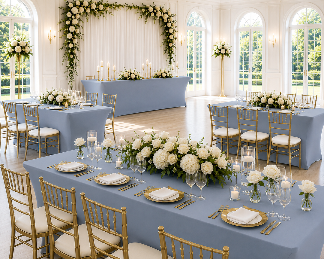 6 Ft Rectangular Spandex Table Cover - Dusty Blue (1pc)