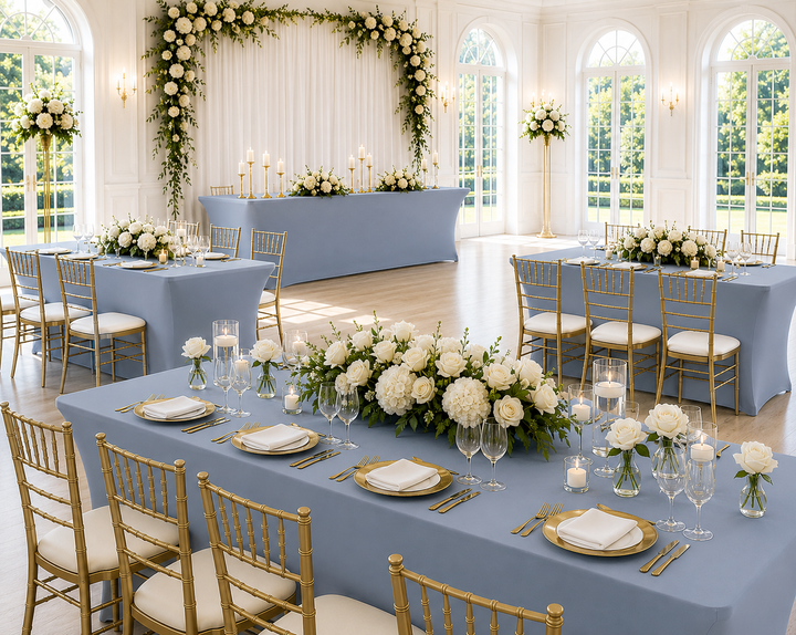 6 Ft Rectangular Spandex Table Cover - Dusty Blue (1pc)