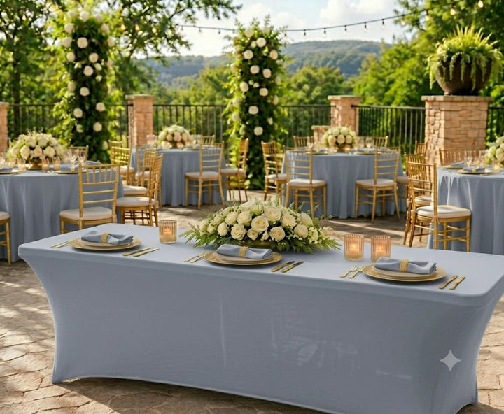6 Ft Rectangular Spandex Table Cover - Dusty Blue (1pc)