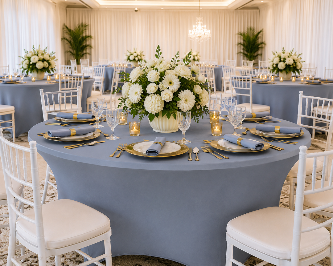 5 Ft Round Spandex Table Cover - Dusty Blue (1pc)