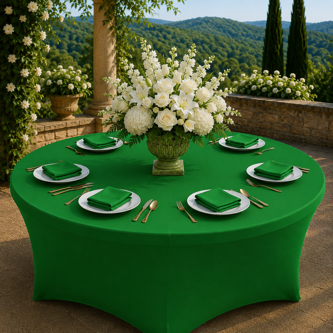 Housse de table ronde en élasthanne de 4 pieds - Vert émeraude (1pc)