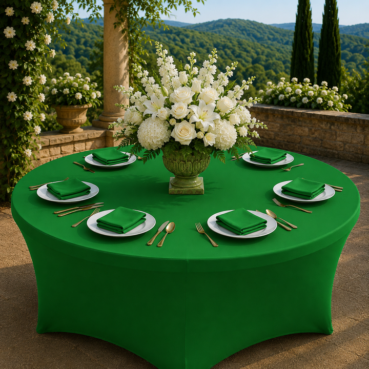 Housse de table ronde en élasthanne de 4 pieds - Vert émeraude (1pc)