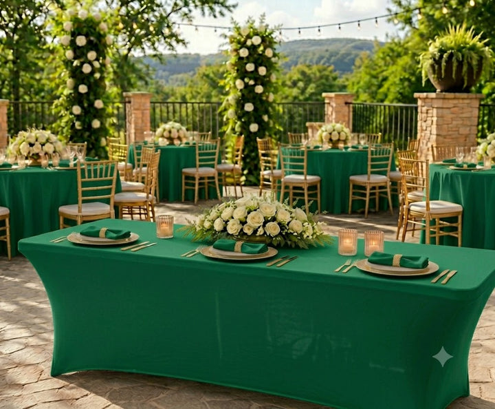 8 Ft Rectangular Spandex Table Cover - Emerald Green (1pc)