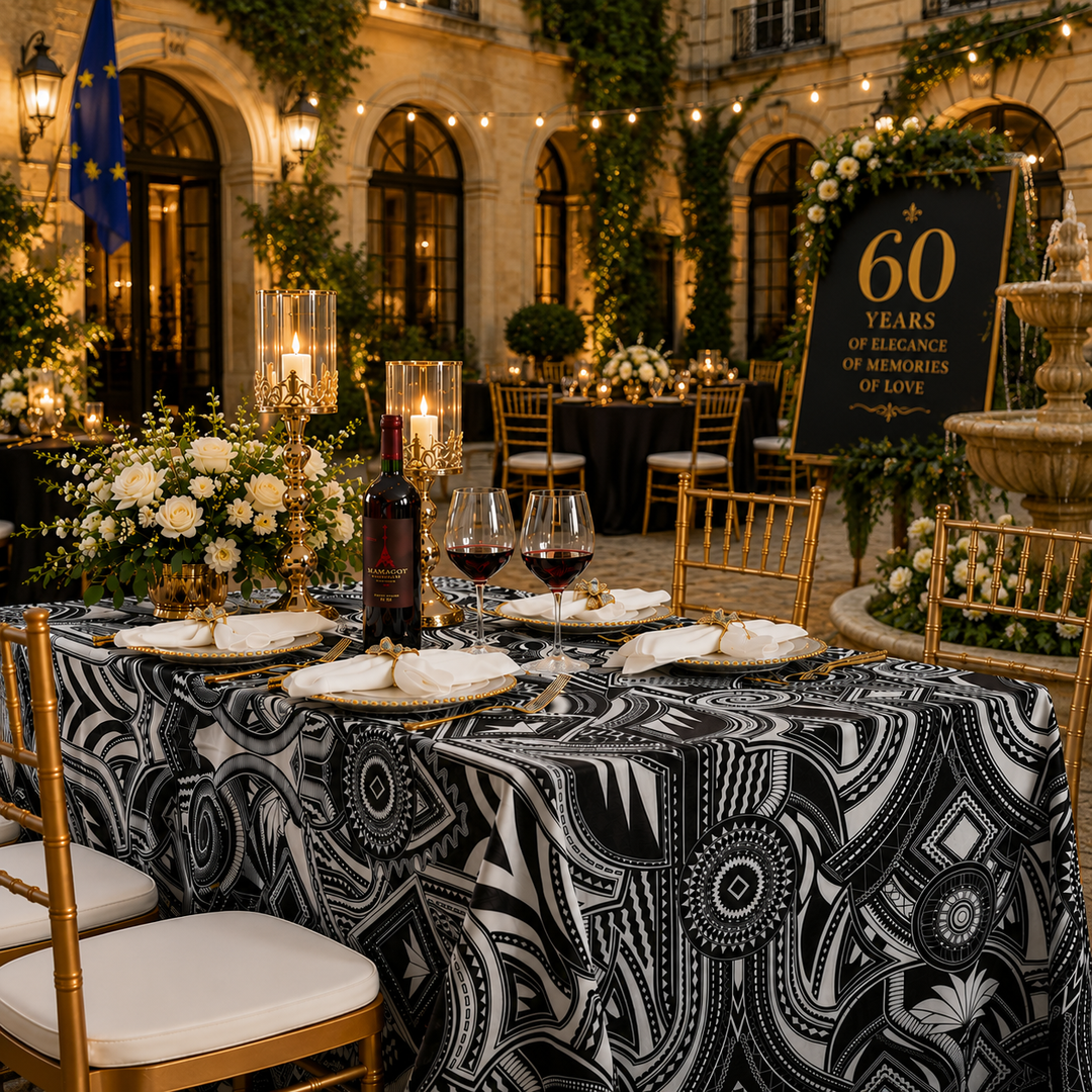 90"x156" Seamless Rectangular Faux Linen Tablecloth - Fractal (1pc)