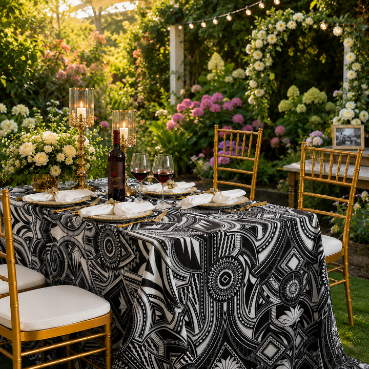 90"x156" Seamless Rectangular Faux Linen Tablecloth - Fractal (1pc)