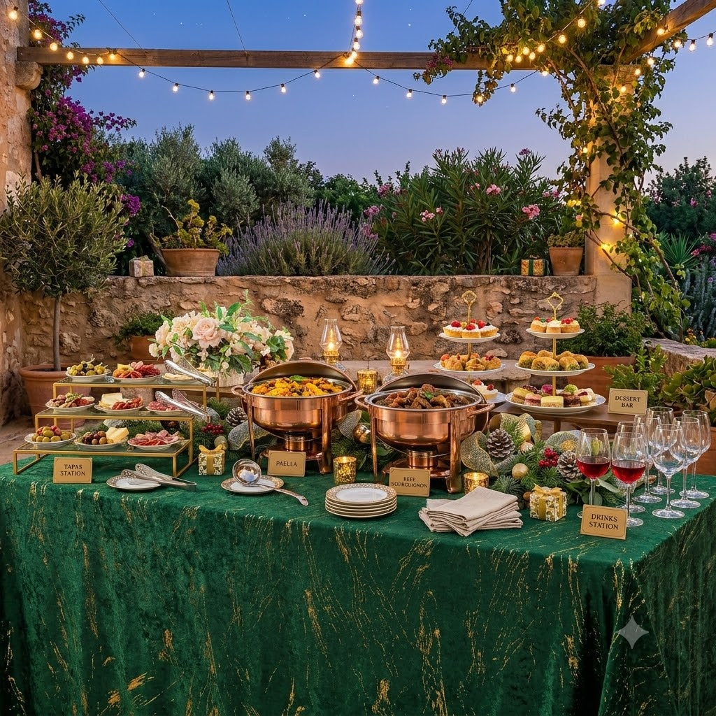 90"x132" Seamless Rectangular Gilded Marble Holland Velvet Tablecloth - Emerald Green (1pc)