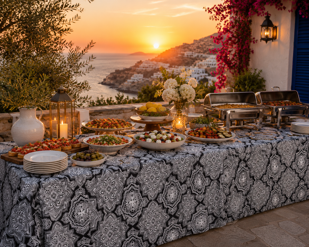 90"x156" Seamless Rectangular Henna Scuba (Wrinkle-Free) (240 GSM) Tablecloth - Black (1pc)