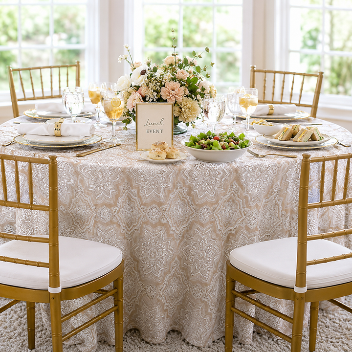 120" Seamless Round Henna Scuba (Wrinkle-Free) (240 GSM) Tablecloth - Champagne (1pc/pk)