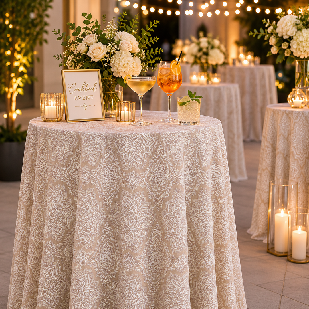 120" Seamless Round Henna Scuba (Wrinkle-Free) (240 GSM) Tablecloth - Champagne (1pc/pk)