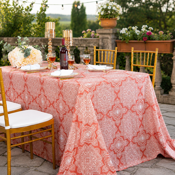 90"x156" Seamless Rectangular Henna Scuba (Wrinkle-Free) (240 GSM) Tablecloth - Rust/Burnt Orange (1pc)