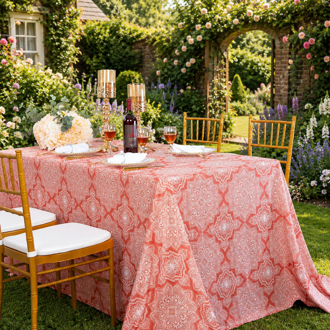 90"x156" Seamless Rectangular Henna Scuba (Wrinkle-Free) (240 GSM) Tablecloth - Rust/Burnt Orange (1pc)