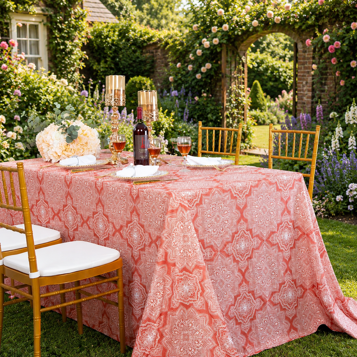 90"x156" Seamless Rectangular Henna Scuba (Wrinkle-Free) (240 GSM) Tablecloth - Rust/Burnt Orange (1pc)
